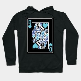 Queen of Hearts Pixel Art Bright Negative Mode Hoodie